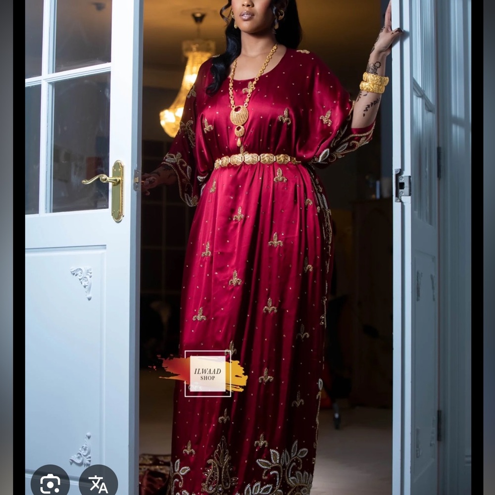 DARING DAHABO (DARK RED) - SOMALI BRIDAL DIRAC